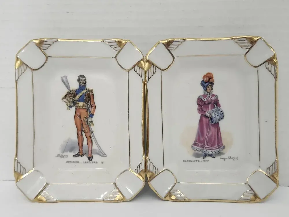 Limoge Of France NY Porcelain 1920s Ashtray Set French Art